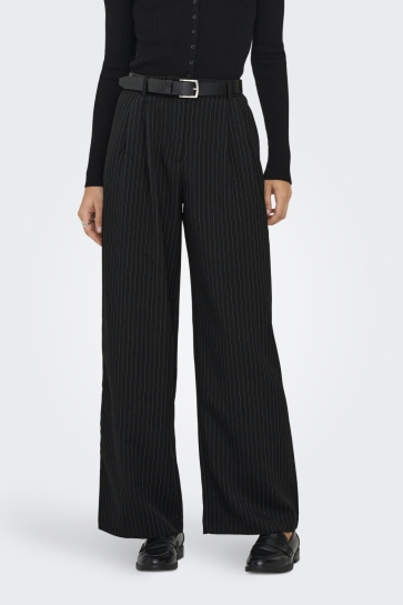 Only Broek ONLREINA HW PLEAT STR PINS PANT TLR 15349616 Black/CLOUD DANCER