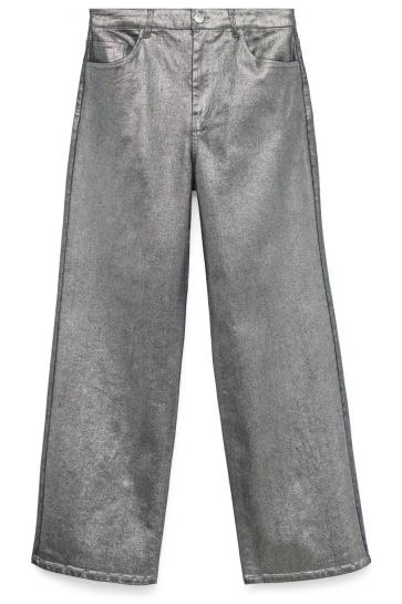 Vero Moda Jeans VMTESSA HR WIDE GLITTER FOIL JEANS 10336999 DARK BLUE DENIM/COATED