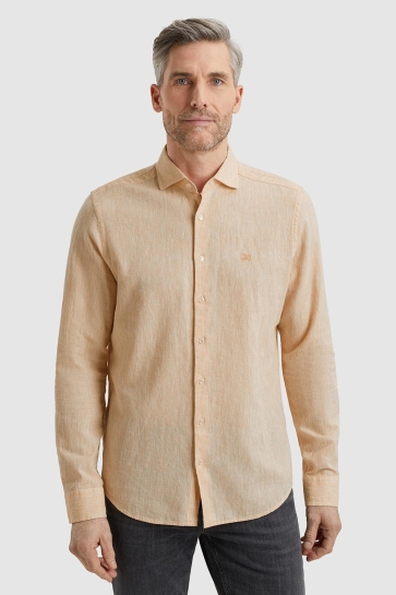 Vanguard long sleeve shirt linen cotton ble Geel