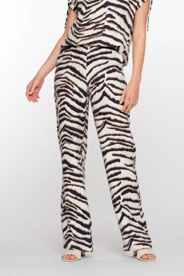 Geisha STRAIGHT LEG PANTALON MET ZEBRA PRINT 51410 20 000720 SAND/BLACK