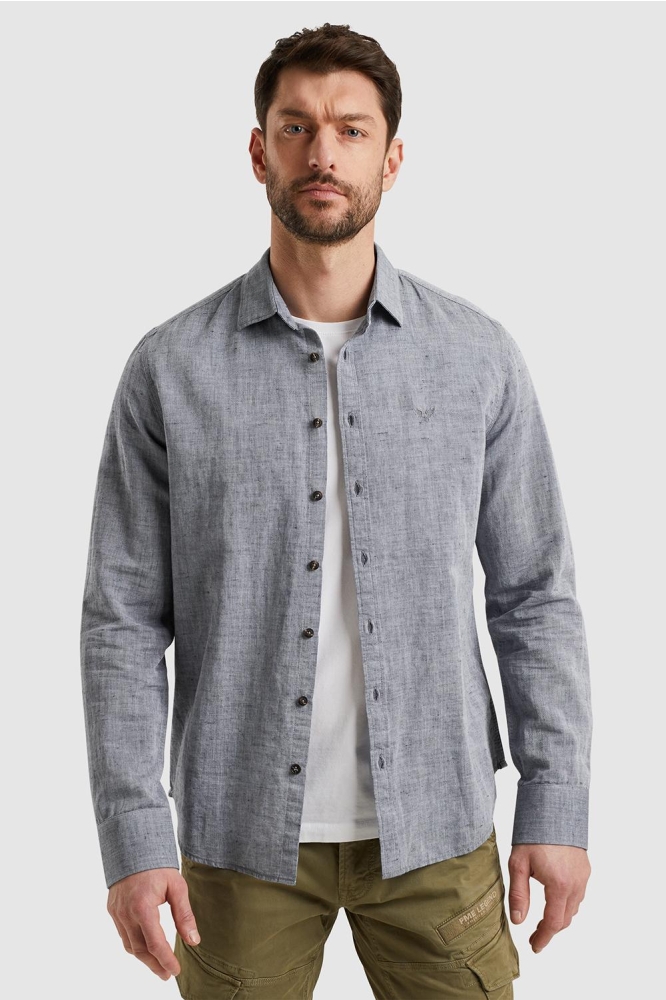 PME legend blauwe heren overhemd | Model vooraanzicht