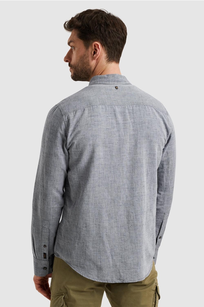 PME legend blauwe heren overhemd | Model achteraanzicht