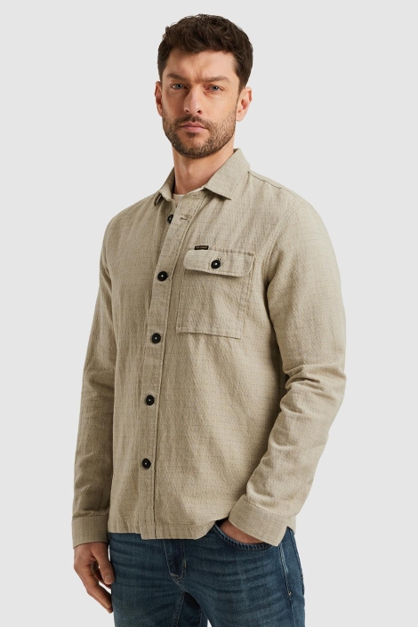 PME legend beige heren overhemd | Model vooraanzicht