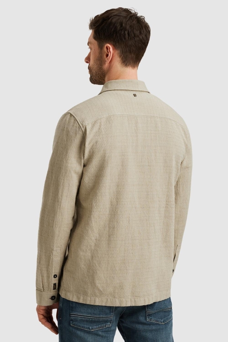 PME legend beige heren overhemd | Model achteraanzicht