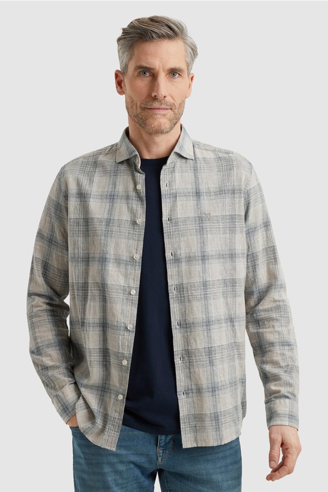 Vanguard beige heren overhemd | Model vooraanzicht