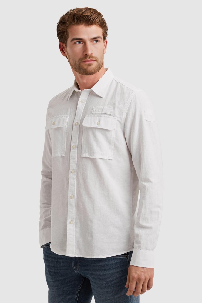PME legend witte heren overhemd | Model zijaanzicht