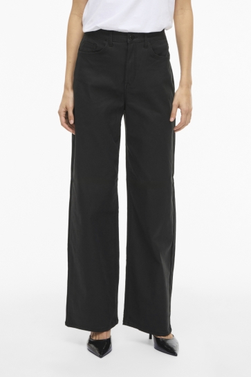 Vila VIFREYA HW COATED WIDE JEANS 14109378 Black Beauty/Coated