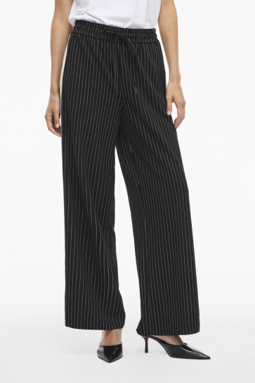Vila Broek VICLUA HW STRIPED PANTS 14112532 BLACK/WHITE PINSTRIPE