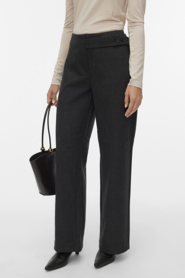 Vero Moda Broek VMBESTIE MW WIDE STRAP PANT 10333960 DARK GREY MELANGE/AS OFFER SAMPLE