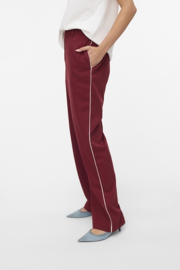 Vero Moda VMNILA MW STRAIGHT PIPING PANT 10336080 Syrah/CLOUD DANC