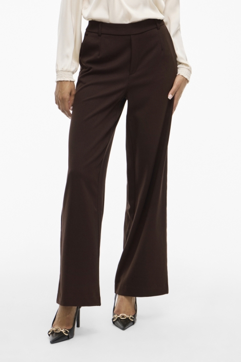 Vila bruine dames broek | Model vooraanzicht