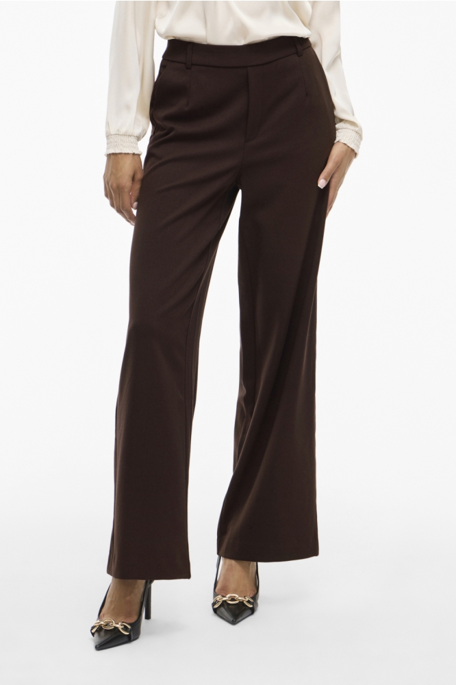 Vila bruine dames broek | Model vooraanzicht