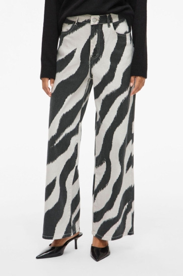 Vila Jeans VIFREYA ZEMSA HW WIDE PRINTED JEANS 14110207 Birch/BLACK