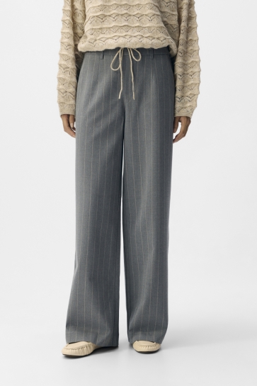 Object Broek OBJLISA WIDE PANT AOP NOOS 23040544 MEDIUM GREY Mel /HUMUS pins