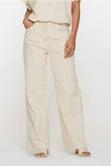 Geisha Jeans WIDE LEG JEANS PINSTRIPE 51025 10 Ecru/Indigo