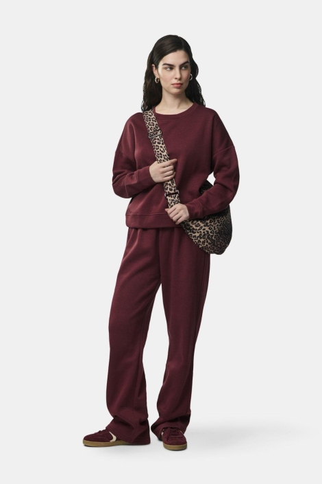 Pieces bordeaux dames broek | Model vooraanzicht