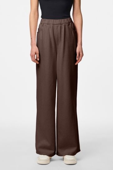 Pieces Broek PCSAVANNA MW PULL UP DENIM PANT 17156458 HOT FUDGE