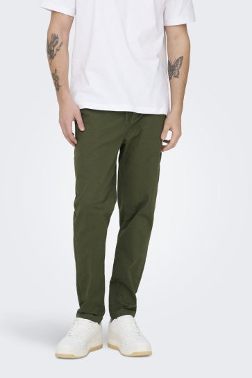 Only & Sons ONSREID LINUS TAPERED 0571 SLUB PAN 22036359 OLIVE NIGHT