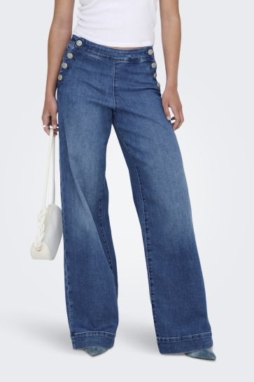Only Jeans ONLMADISON HW BUTTON WIDE DNM GEN76 15356695 MEDIUM BLUE DENIM