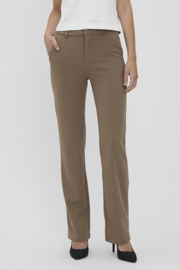 Vero Moda Broek VMZAMIRA MW SLIM STRAIGHT PANT NOOS 10255128 FOSSIL