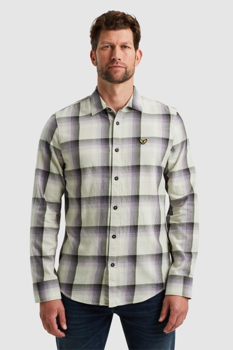 PME legend beige heren overhemd | Model vooraanzicht