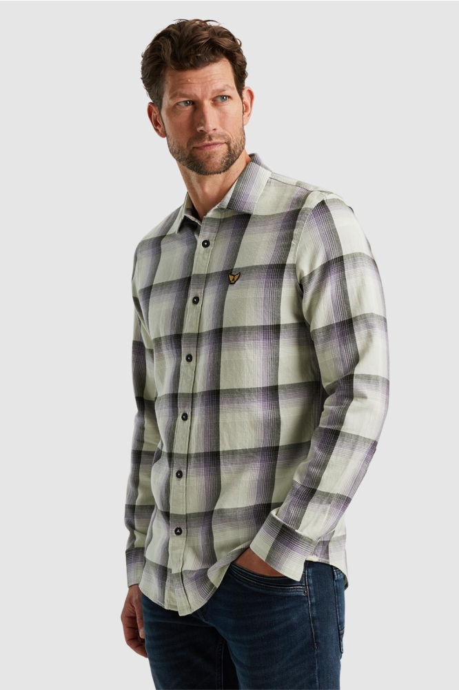 PME legend beige heren overhemd | Model zijaanzicht