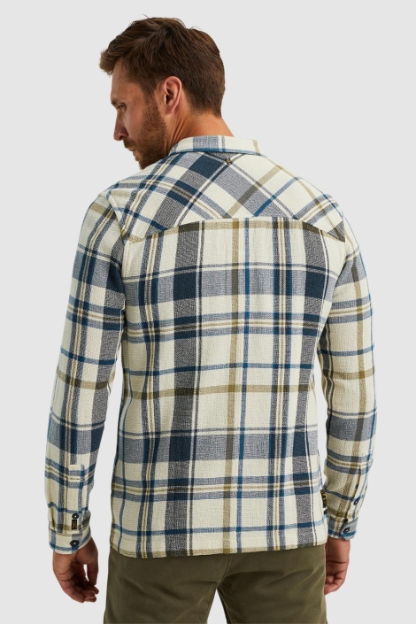 PME legend beige heren overhemd | Model achteraanzicht