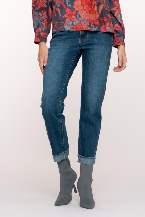 Geisha blauwe dames jeans | Model vooraanzicht