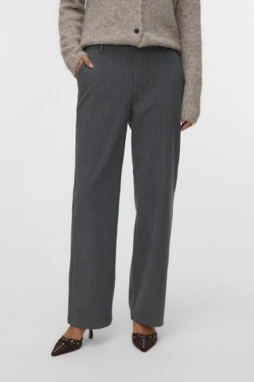 Vero Moda Broek VMMAYA JOJO MW STRAIGHT PANT 10331930 Medium Grey Mel/WHITE