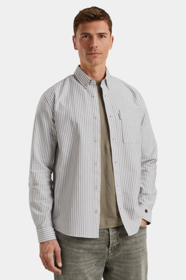 Cast Iron long sleeve shirt oxford stripe Beige