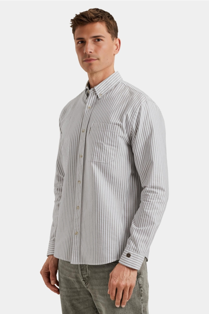 Cast Iron beige heren overhemd | Model zijaanzicht