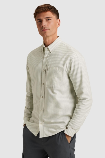 Cast Iron long sleeve shirt oxford stripe Groen