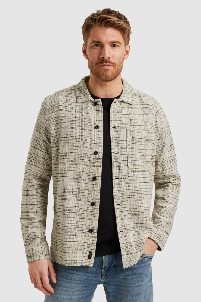 PME legend beige heren overhemd | Model vooraanzicht