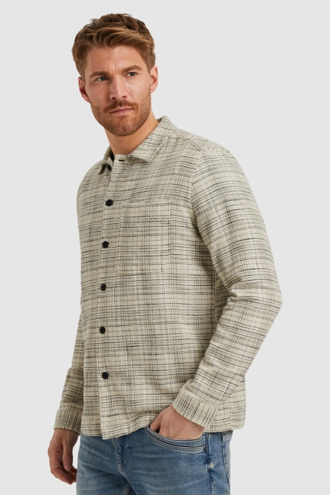 PME legend beige heren overhemd | Model zijaanzicht