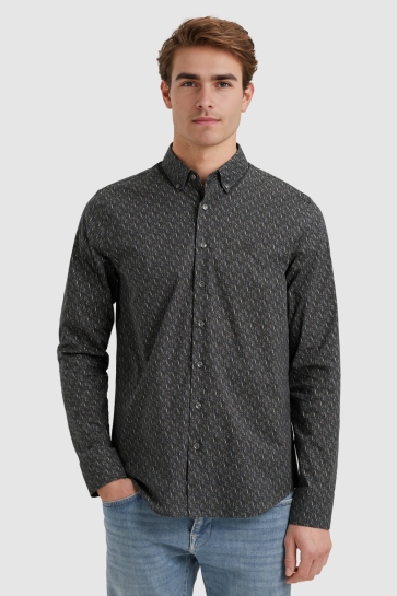 Vanguard long sleeve shirt print on poplin Blauw