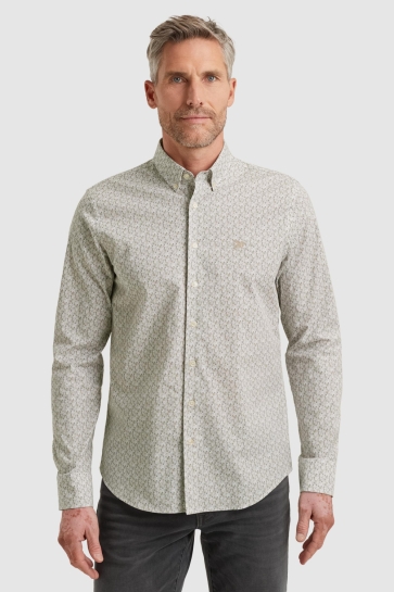 Vanguard long sleeve shirt print on poplin Wit