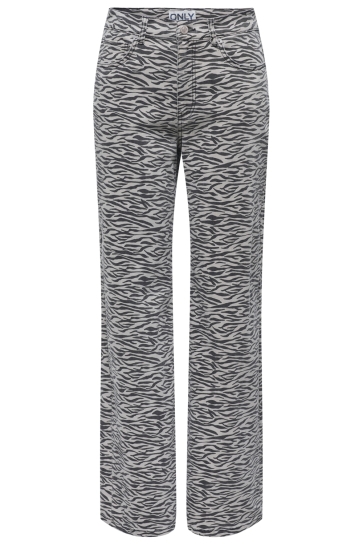 Only Jeans ONLMADISON HW WIDE ANIMAL PANT CC P 15355777 String/W. BLACK ZEBRA