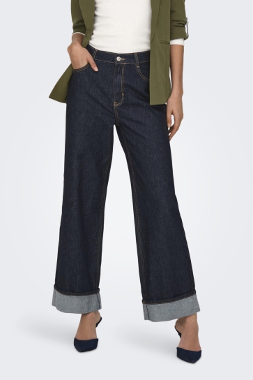 Only Jeans ONLHOPE HW WIDE FOLD UP RINSE DNM C 15347095 Dark Blue Denim/Rinse