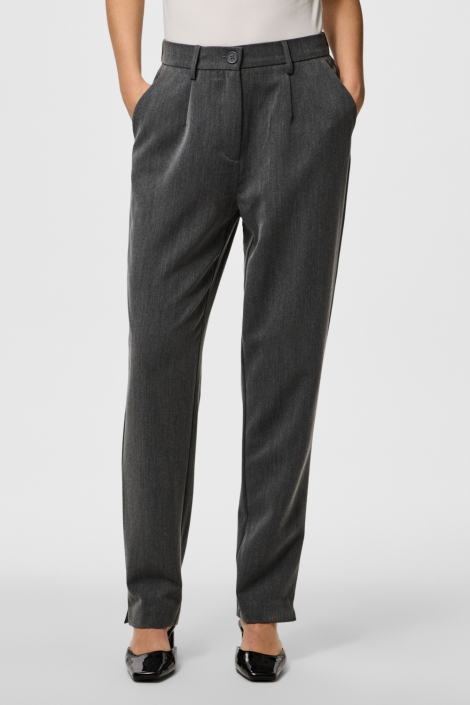 Pieces grijze dames broek | Model vooraanzicht