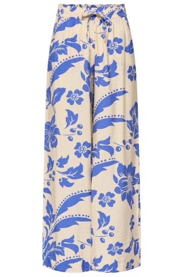 Jacqueline de Yong Broek JDYTROYA LIFE MW PALAZZO PANT WVN D 15371203 Creme35-01-26 DAZZLING BLUE FLOWER