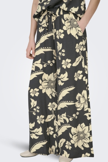 Jacqueline de Yong Broek JDYTROYA LIFE MW PALAZZO PANT WVN D 15371203 Phantom/33-01-26 CREME FLOWER