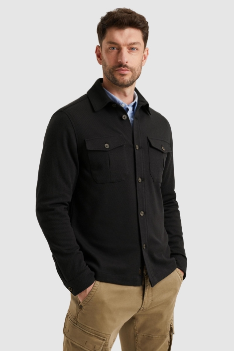 PME legend blauwe heren overhemd | Model zijaanzicht