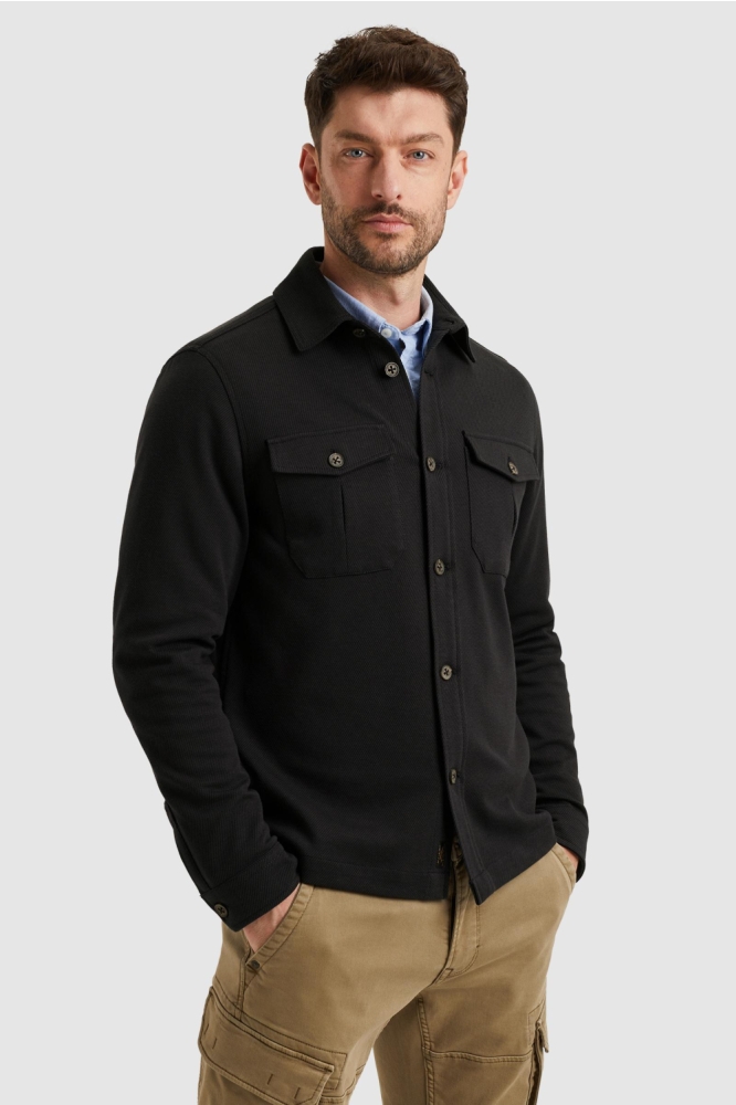 PME legend blauwe heren overhemd | Model zijaanzicht