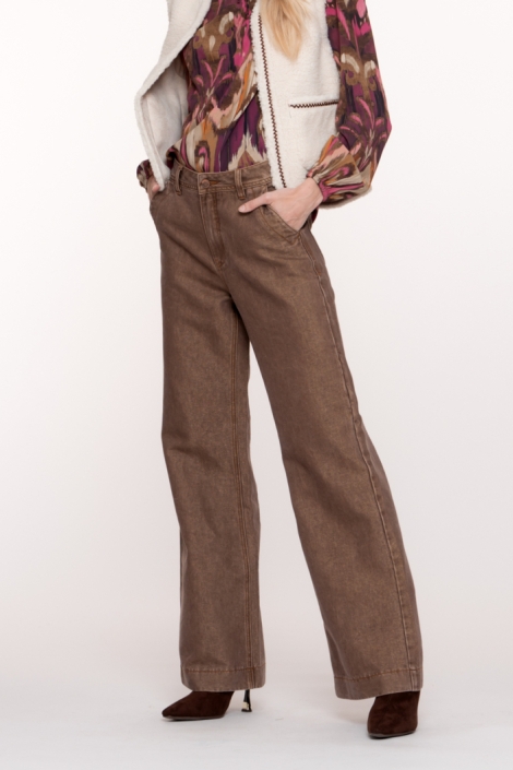 Geisha camel dames jeans | Model vooraanzicht