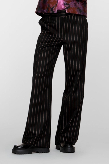 Geisha Broek PINSTRIPE PANTALON MET LUREX 51583 32 BLACK/ BRONZE