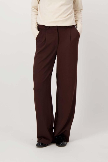 Zusss BROEK MET BANDPLOOI DETAIL 0303 085 CHOCOLADEBRUIN