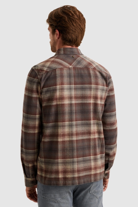 PME legend bruine heren overhemd | Model achteraanzicht