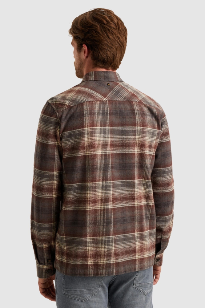 PME legend bruine heren overhemd | Model achteraanzicht