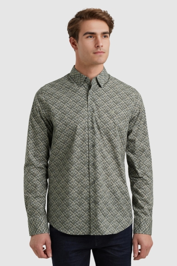 Vanguard long sleeve shirt print on fine po Groen