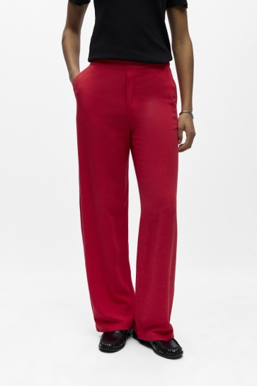 Object Broek OBJSANNE ALINE WIDE PANT NOOS 23040671 POINSETTIA